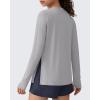 imageG4Free Lightbreeze Side Slits Workout Long Sleeve Shirts for Women  UPF 50 Crewneck Tops with Thumbholes Loose CasualSilver Gray