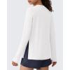 imageG4Free Lightbreeze Side Slits Workout Long Sleeve Shirts for Women  UPF 50 Crewneck Tops with Thumbholes Loose CasualWhite