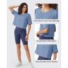 imageG4Free Lightbreeze UPF 50 Workout Tops for Women  Boxy Crop TShirts Short Sleeve Basic Tees Loose Quick Dry Running CasualDusty Blue