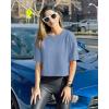imageG4Free Lightbreeze UPF 50 Workout Tops for Women  Boxy Crop TShirts Short Sleeve Basic Tees Loose Quick Dry Running CasualDusty Blue