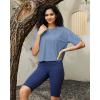 imageG4Free Lightbreeze UPF 50 Workout Tops for Women  Boxy Crop TShirts Short Sleeve Basic Tees Loose Quick Dry Running CasualDusty Blue