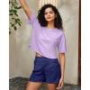 imageG4Free Lightbreeze UPF 50 Workout Tops for Women  Boxy Crop TShirts Short Sleeve Basic Tees Loose Quick Dry Running CasualLight Purple