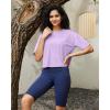 imageG4Free Lightbreeze UPF 50 Workout Tops for Women  Boxy Crop TShirts Short Sleeve Basic Tees Loose Quick Dry Running CasualLight Purple