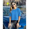imageG4Free Lightbreeze UPF 50 Workout Tops for Women  Boxy Crop TShirts Short Sleeve Basic Tees Loose Quick Dry Running CasualOcean Blue