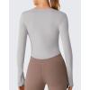imageG4Free Lightbreeze Women UPF 50 Sun Shirts Thumbholes Long Sleeve Crop Workout Tops V Neck TShirts CasualSilver Gray
