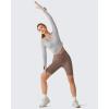imageG4Free Lightbreeze Women UPF 50 Sun Shirts Thumbholes Long Sleeve Crop Workout Tops V Neck TShirts CasualSilver Gray
