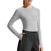 imageG4Free Lightbreeze Womens UPF 50 Long Sleeve Rash Guard Quick Dry Crop Workout Tops Thumbholes Sun Shirts Running AthleticGrey