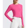 imageG4Free Lightbreeze Womens UPF 50 Long Sleeve Rash Guard Quick Dry Crop Workout Tops Thumbholes Sun Shirts Running AthleticHot Pink