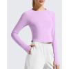 imageG4Free Lightbreeze Womens UPF 50 Long Sleeve Rash Guard Quick Dry Crop Workout Tops Thumbholes Sun Shirts Running AthleticPurple