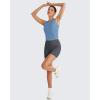 imageG4Free Skimetic Workout Tank Tops for Women Side Ruched Sleeveless High Neck Crop Top Summer Athletic Gym ShirtsDusty Blue