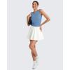 imageG4Free Skimetic Workout Tank Tops for Women Side Ruched Sleeveless High Neck Crop Top Summer Athletic Gym ShirtsDusty Blue