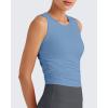 imageG4Free Skimetic Workout Tank Tops for Women Side Ruched Sleeveless High Neck Crop Top Summer Athletic Gym ShirtsDusty Blue