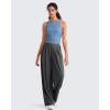 imageG4Free Skimetic Workout Tank Tops for Women Side Ruched Sleeveless High Neck Crop Top Summer Athletic Gym ShirtsDusty Blue