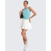 imageG4Free Skimetic Workout Tank Tops for Women Side Ruched Sleeveless High Neck Crop Top Summer Athletic Gym ShirtsLight Blue
