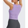 imageG4Free Skimetic Workout Tank Tops for Women Side Ruched Sleeveless High Neck Crop Top Summer Athletic Gym ShirtsLight Purple