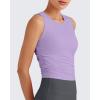 imageG4Free Skimetic Workout Tank Tops for Women Side Ruched Sleeveless High Neck Crop Top Summer Athletic Gym ShirtsLight Purple