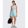imageG4Free Skimetic Workout Tank Tops for Women Side Ruched Sleeveless High Neck Crop Top Summer Athletic Gym ShirtsSilver Gray