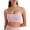 imageG4Free BareFeel Adjustable Spaghetti Straps Sports Bras Women  Scoop Neck Casual Yoga Crop Top Non PaddedBlush