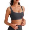 imageG4Free BareFeel Square Neck Sports Bras for Women  Non Padded U Back Casual Yoga Crop TopsDark Gray