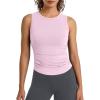 imageG4Free BareFeel Workout Yoga Tank Tops Ruched Sleeveless Athletic Tanks High Neck Pilates TopBlush