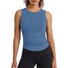 imageG4Free BareFeel Workout Yoga Tank Tops Ruched Sleeveless Athletic Tanks High Neck Pilates TopDusty Blue
