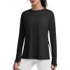 imageG4Free Lightbreeze Side Slits Workout Long Sleeve Shirts for Women  UPF 50 Crewneck Tops with Thumbholes Loose CasualBlack
