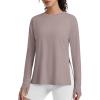 imageG4Free Lightbreeze Side Slits Workout Long Sleeve Shirts for Women  UPF 50 Crewneck Tops with Thumbholes Loose CasualGray Lilac