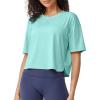 imageG4Free Lightbreeze UPF 50 Workout Tops for Women  Boxy Crop TShirts Short Sleeve Basic Tees Loose Quick Dry Running CasualLight Blue