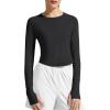 imageG4Free Lightbreeze Womens UPF 50 Long Sleeve Rash Guard Quick Dry Crop Workout Tops Thumbholes Sun Shirts Running AthleticBlack