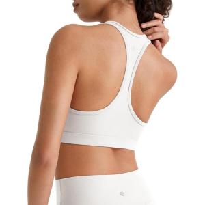 imageG4Free BareFeel Racerback Sports Bra for Women  Scoop Neck Workout Tank Top Casual Yoga Non PaddedPure White