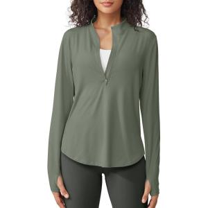 imageG4Free Womens UPF 50 Sun Shirts Lightweight Quick Dry Long Sleeve Workout Tops Lightweight Running PulloverGray Olive