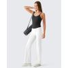 imageG4Free BareFeel Built in Bra Camisole Tops Yoga Workout Removable Padded Cami Spaghetti Strap Pilates Tank TopBlack