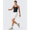 imageG4Free BareFeel Built in Bra Camisole Tops Yoga Workout Removable Padded Cami Spaghetti Strap Pilates Tank TopBlack