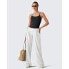 imageG4Free BareFeel Built in Bra Camisole Tops Yoga Workout Removable Padded Cami Spaghetti Strap Pilates Tank TopBlack