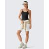 imageG4Free BareFeel Built in Bra Camisole Tops Yoga Workout Removable Padded Cami Spaghetti Strap Pilates Tank TopBlack