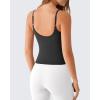 imageG4Free BareFeel Built in Bra Camisole Tops Yoga Workout Removable Padded Cami Spaghetti Strap Pilates Tank TopBlack