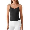 imageG4Free BareFeel Built in Bra Camisole Tops Yoga Workout Removable Padded Cami Spaghetti Strap Pilates Tank TopBlack