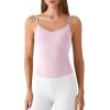 imageG4Free BareFeel Built in Bra Camisole Tops Yoga Workout Removable Padded Cami Spaghetti Strap Pilates Tank TopBlush