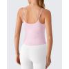 imageG4Free BareFeel Built in Bra Camisole Tops Yoga Workout Removable Padded Cami Spaghetti Strap Pilates Tank TopBlush