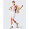 imageG4Free BareFeel Built in Bra Camisole Tops Yoga Workout Removable Padded Cami Spaghetti Strap Pilates Tank TopBlush