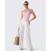 imageG4Free BareFeel Built in Bra Camisole Tops Yoga Workout Removable Padded Cami Spaghetti Strap Pilates Tank TopBlush