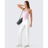 imageG4Free BareFeel Built in Bra Camisole Tops Yoga Workout Removable Padded Cami Spaghetti Strap Pilates Tank TopBlush