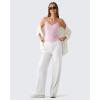 imageG4Free BareFeel Built in Bra Camisole Tops Yoga Workout Removable Padded Cami Spaghetti Strap Pilates Tank TopBlush