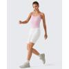 imageG4Free BareFeel Built in Bra Camisole Tops Yoga Workout Removable Padded Cami Spaghetti Strap Pilates Tank TopBlush