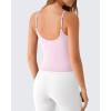 imageG4Free BareFeel Built in Bra Camisole Tops Yoga Workout Removable Padded Cami Spaghetti Strap Pilates Tank TopBlush