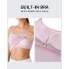 imageG4Free BareFeel Built in Bra Camisole Tops Yoga Workout Removable Padded Cami Spaghetti Strap Pilates Tank TopBlush