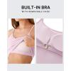 imageG4Free BareFeel Built in Bra Camisole Tops Yoga Workout Removable Padded Cami Spaghetti Strap Pilates Tank TopBlush