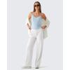 imageG4Free BareFeel Built in Bra Camisole Tops Yoga Workout Removable Padded Cami Spaghetti Strap Pilates Tank TopLight Denim