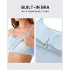 imageG4Free BareFeel Built in Bra Camisole Tops Yoga Workout Removable Padded Cami Spaghetti Strap Pilates Tank TopLight Denim
