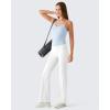 imageG4Free BareFeel Built in Bra Camisole Tops Yoga Workout Removable Padded Cami Spaghetti Strap Pilates Tank TopLight Denim